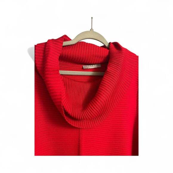 CYRUS Women's Plus Size Cowl Neck Tunic Sweater Red Waffle Knit - Picture 4 of 4